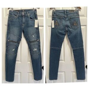 NWT 7 For All Mankind X Dazzle The Stacked Skinny Jeans Distressed Sz 29 Tall